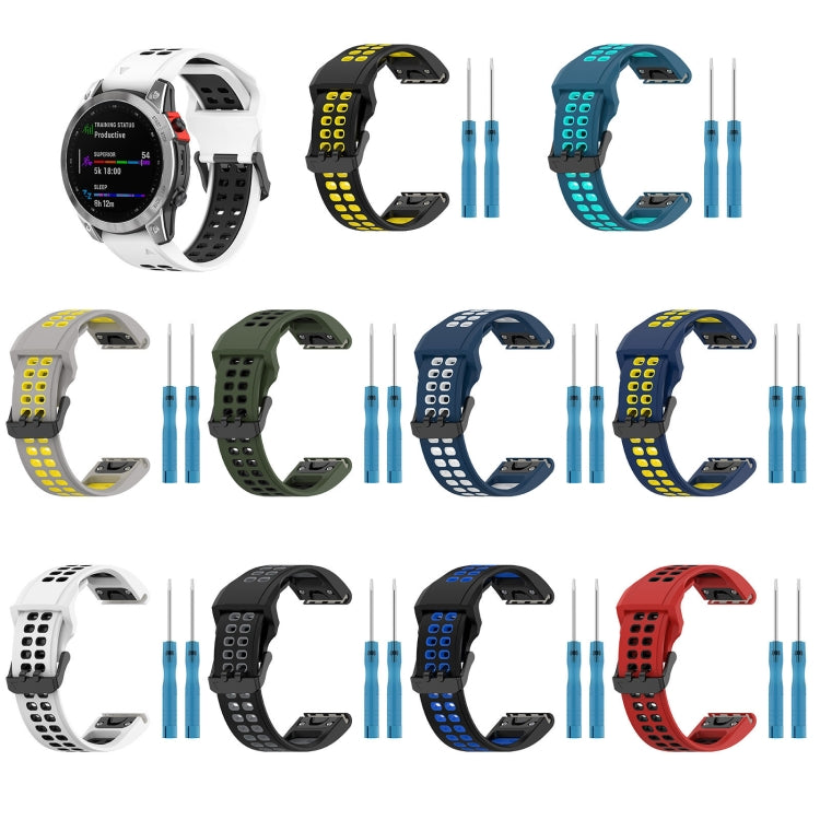 Assorted two-tone perforated silicone watch bands in multiple colors