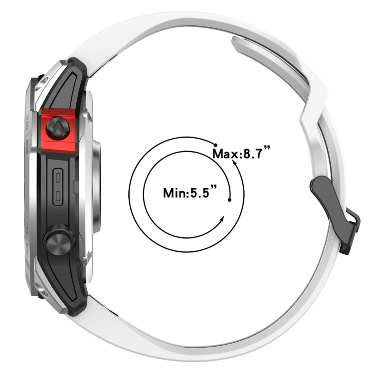 Silicone watch band sizing diagram: Min 5.5 in, Max 8.7 in