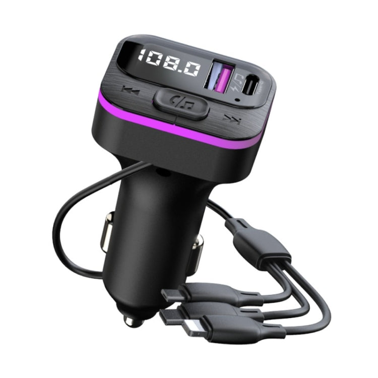 Black car USB charger with LED screen and two charging ports, plug-in design
