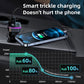 Black car USB charger with LED display, mounted on car dashboard