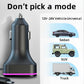 Black car USB charger with two ports and purple base ring, compact plug