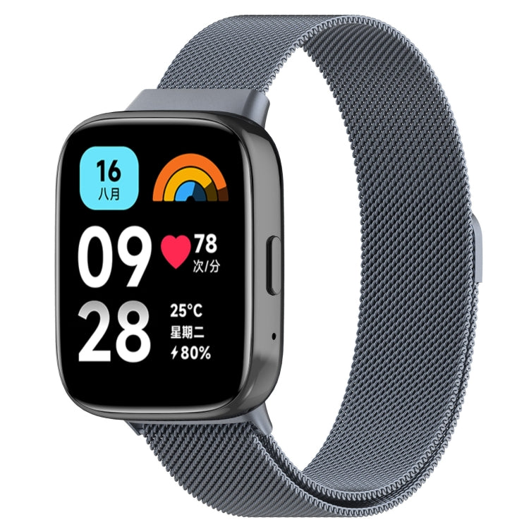 Milan magnetic steel mesh watch band in steel gray, magnetic clasp and fine metal links