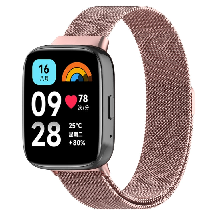 Rose pink metal mesh magnetic watch band with clasp and watch connectors