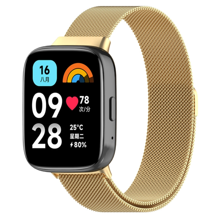 Champagne gold metal mesh magnetic watch band with smartwatch attachment clips