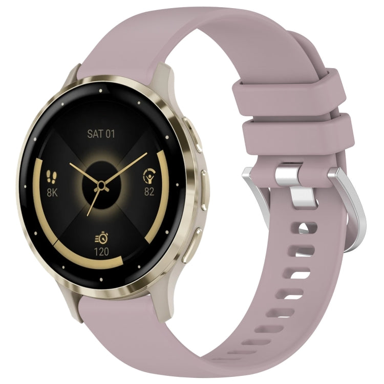 Liquid glossy purple silicone watch band with silver buckle and adjustable strap holes