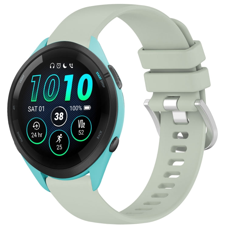 Liquid glossy silver buckle silicone watch band with mint green strap
