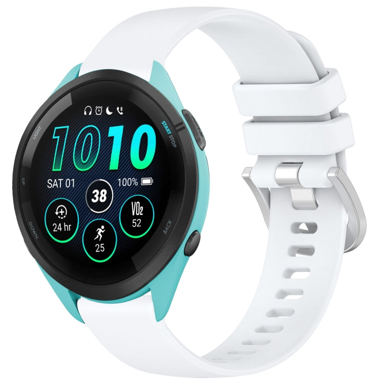 Liquid glossy silver buckle silicone watch band with white strap