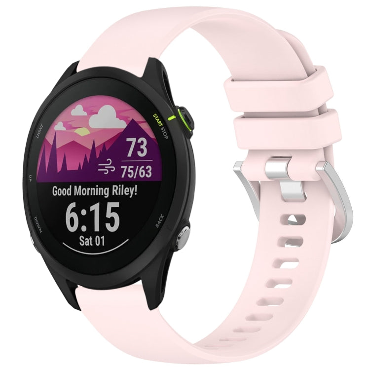 Liquid glossy silver buckle silicone watch band with pale pink strap