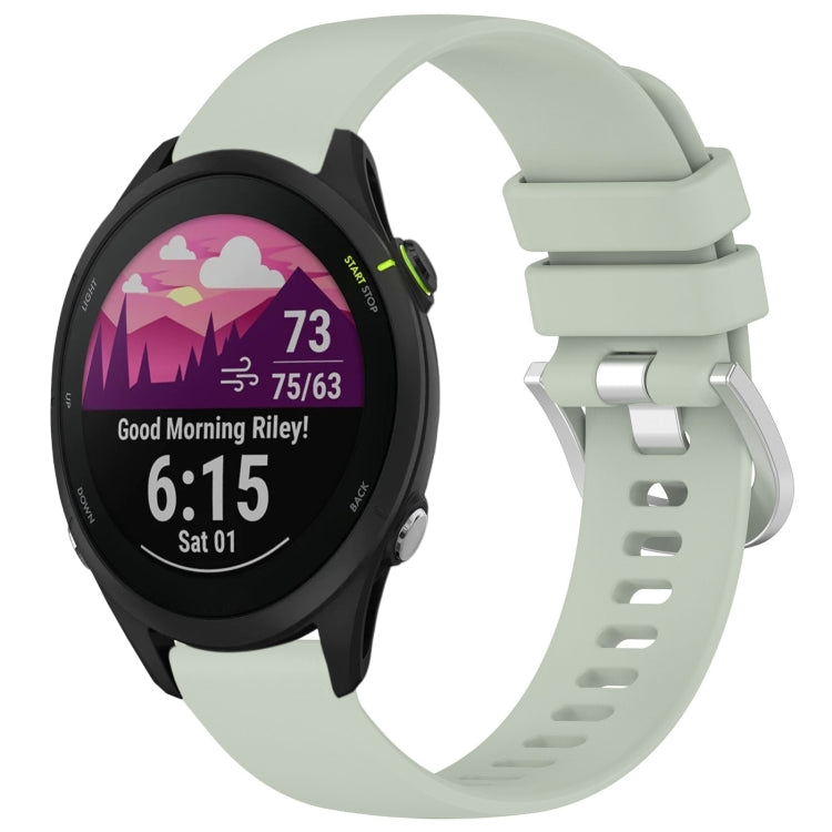 Liquid glossy silver buckle silicone watch band with sage green strap