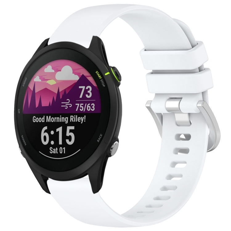 Glossy buckle silicone watch band, white, with perforated strap and metal watch case
