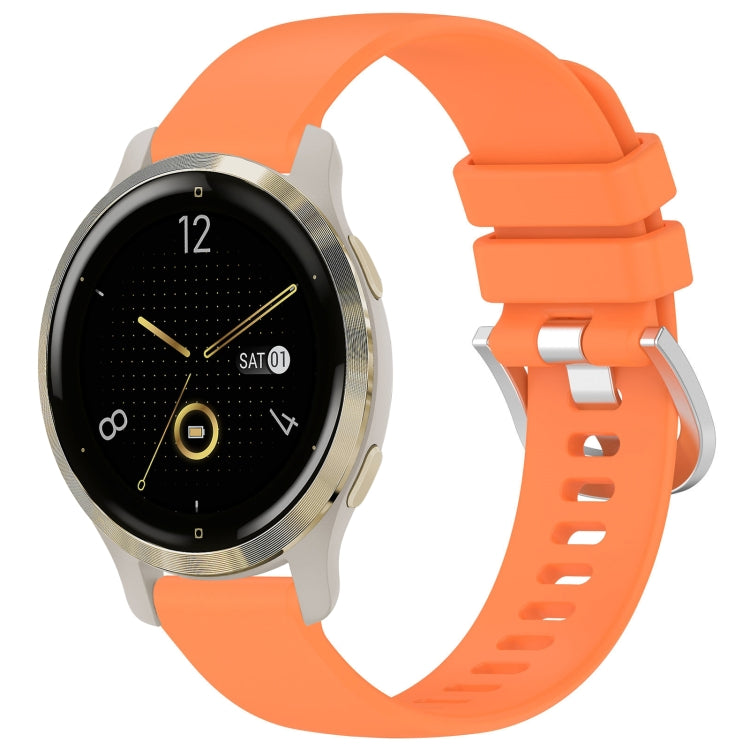 Glossy buckle silicone watch band, orange, with perforated strap and metal watch case