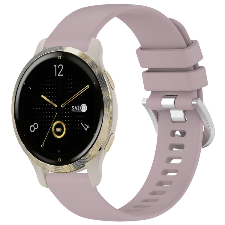 Glossy buckle silicone watch band, mauve/pink, with perforated strap and metal watch case