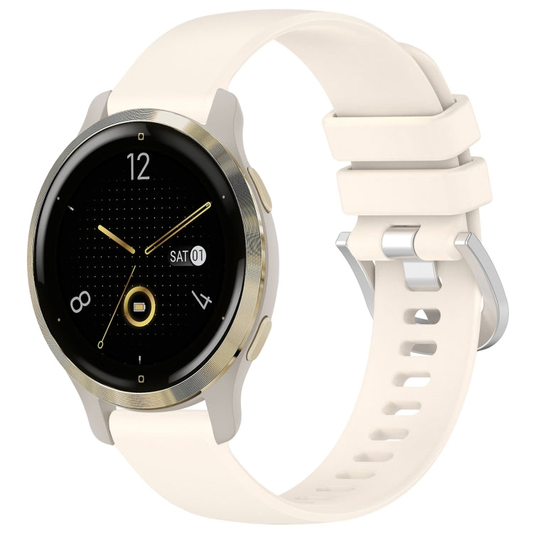 Glossy buckle silicone watch band, light cream/ivory, with perforated strap and metal watch case