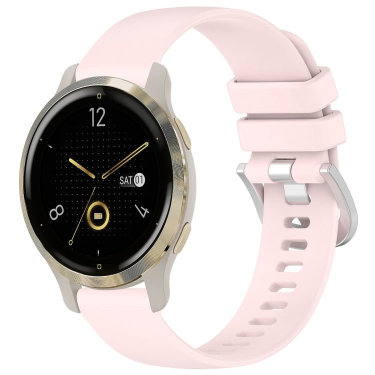 Glossy buckle silicone watch band, light pink, with perforated strap and metal watch case