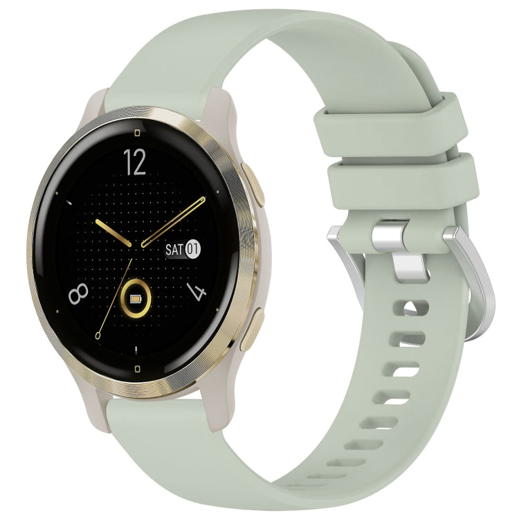 Glossy buckle silicone watch band, light green, with perforated strap and metal watch case