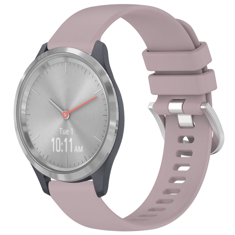 Glossy buckle silicone watch band in purple, with silver-toned clasp.