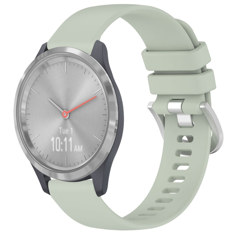 Glossy buckle silicone watch band in green, with silver-toned clasp.