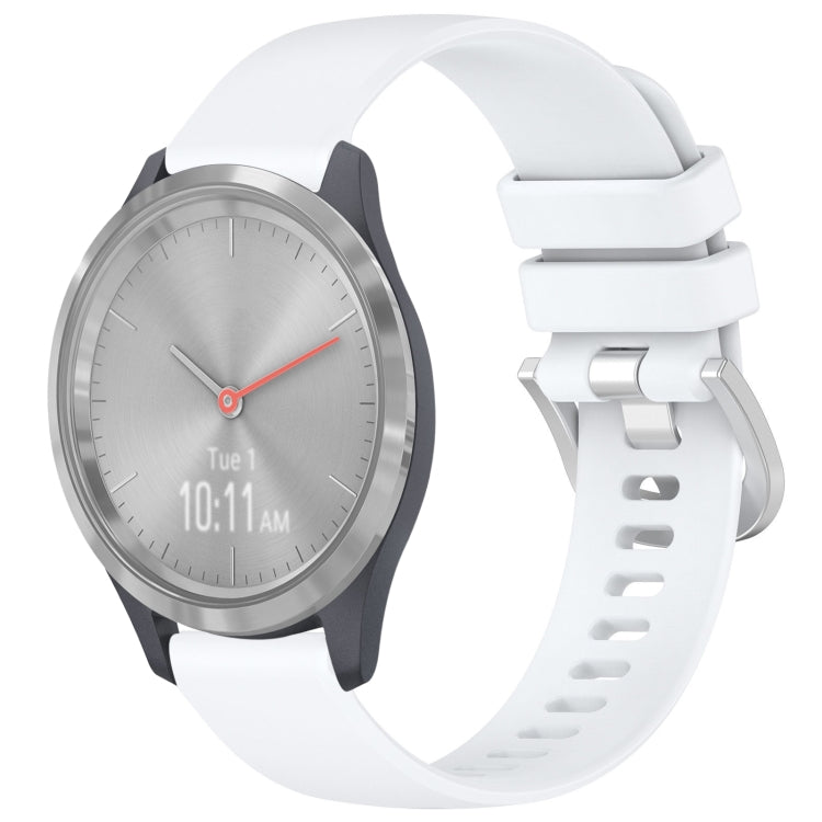 White silicone watch band with buckle for Garmin smartwatches