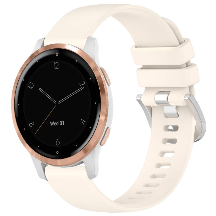 Glossy silicone watch band in stralight (off-white) with silver buckle