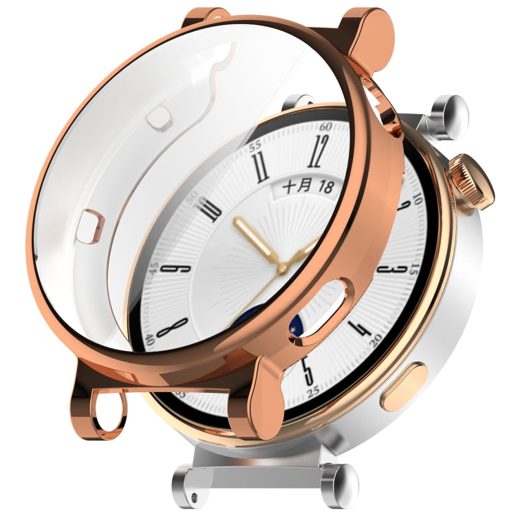 Full coverage TPU watch protective case with clear cover and bronze electroplated frame