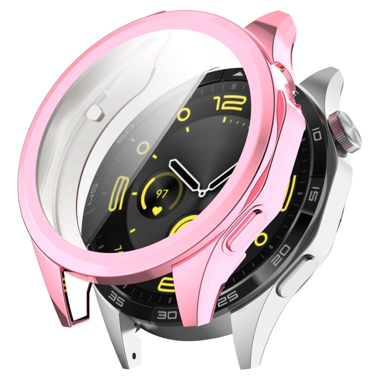 Full coverage TPU watch protective case, pink electroplated frame with clear front window