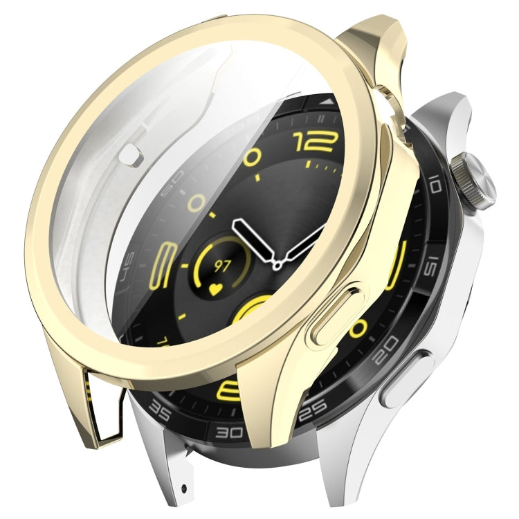 Full coverage TPU watch protective case, gold electroplated frame with clear front window