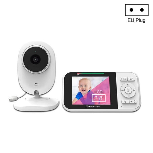 Baby video monitor with white security camera and parent LCD screen, EU plug