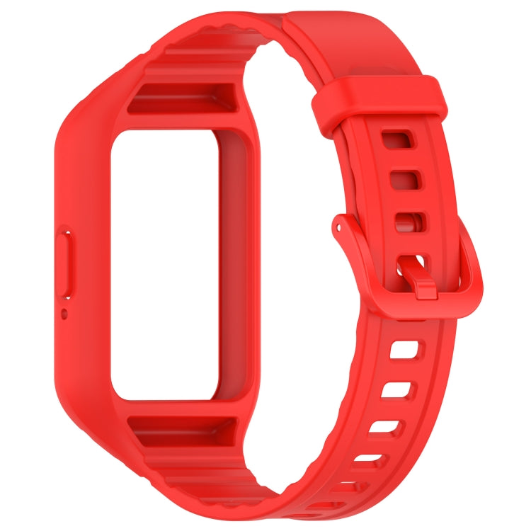 Red integrated TPU watch band for Samsung Galaxy Fit 3, shown without the watch unit
