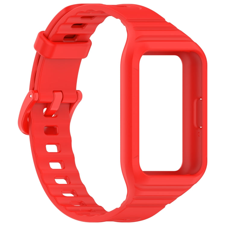 Red integrated TPU watch band for Samsung Galaxy Fit 3, shown from the reverse side