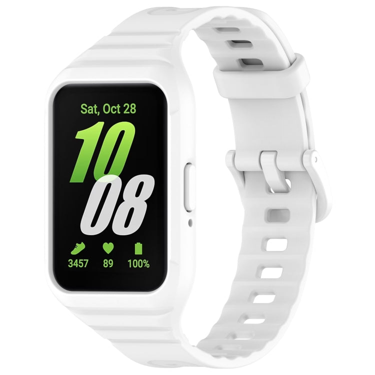 White integrated TPU watch band for Samsung Galaxy Fit 3, shown with watch screen