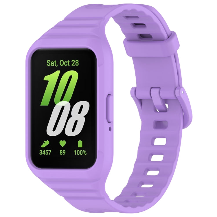 Purple Samsung Galaxy Fit 3 integrated TPU watch band with rectangular smartwatch display.