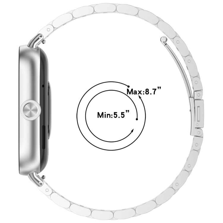 Silver stainless steel watch band with adjustable 5.5 to 8.7 inch fit