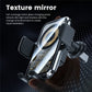 Wireless car vent hook charger with reflective glass charging panel and coil pad