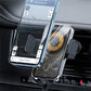Wireless car air vent hook charger holding a phone with illuminated charging coil pad