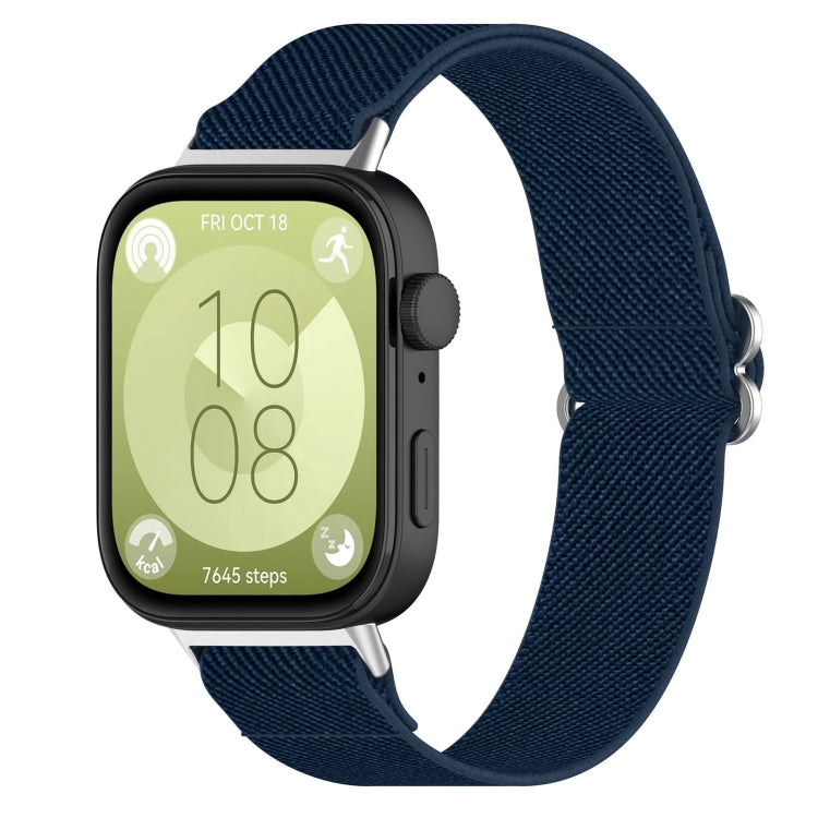 Huawei Watch Fit 3 elastic nylon band in dark navy with adjustable loop closure