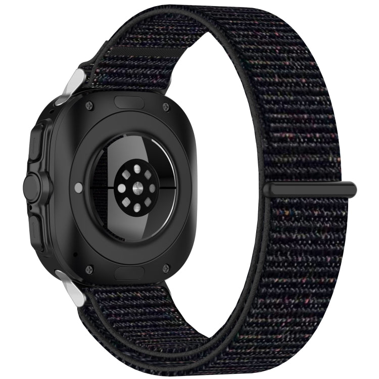 Black speckled nylon loop band attached to the back of a Galaxy Watch Ultra