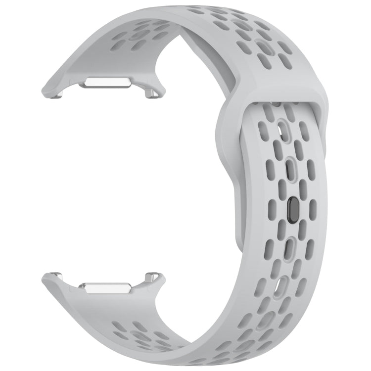Light gray perforated silicone watch band shown without a watch