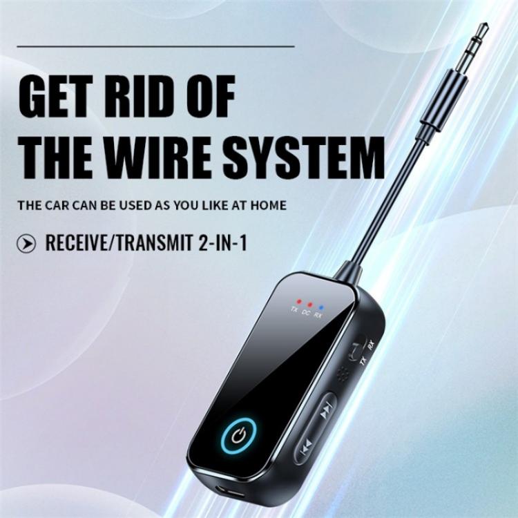 Wireless Bluetooth 2-in-1 audio receiver/transmitter with AUX 3.5mm cable
