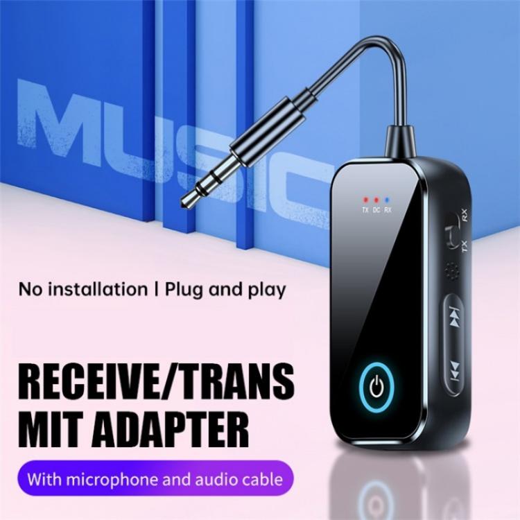 Bluetooth 2-in-1 audio adapter with 3.5mm plug and side control buttons