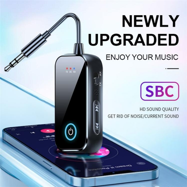 Bluetooth 2-in-1 audio receiver/transmitter with 3.5mm plug and power light