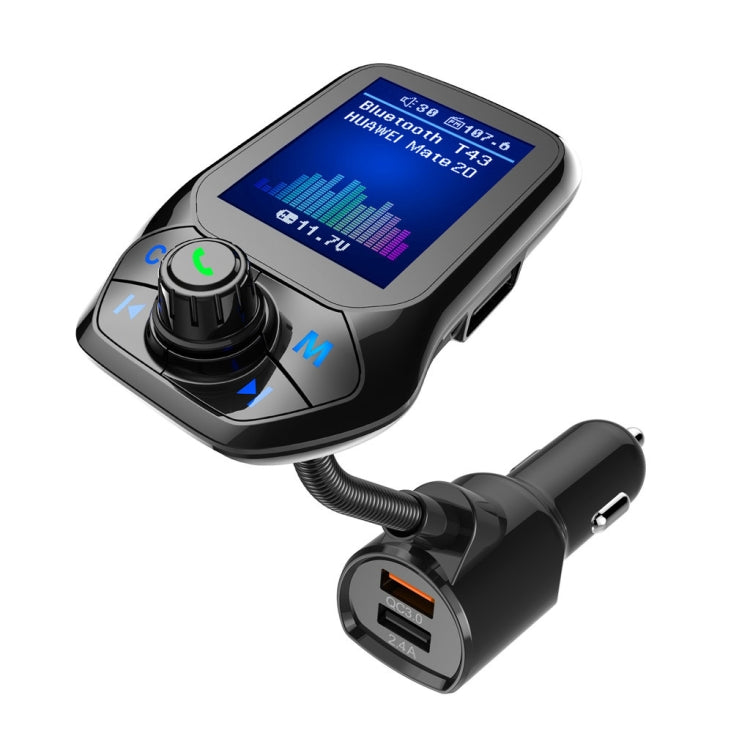 Bluetooth car MP3 player with 1.8-inch color screen and black rotary controls