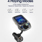 Bluetooth car MP3 player with color screen displaying repeat and random play modes