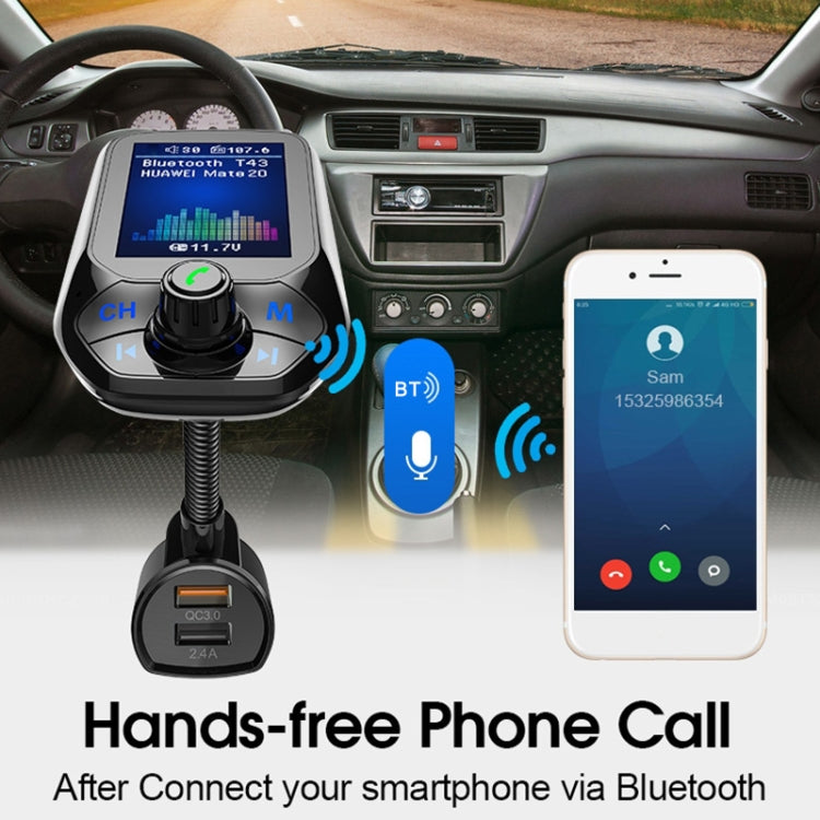 Bluetooth car MP3 player with color screen, plus USB charger for in-car devices