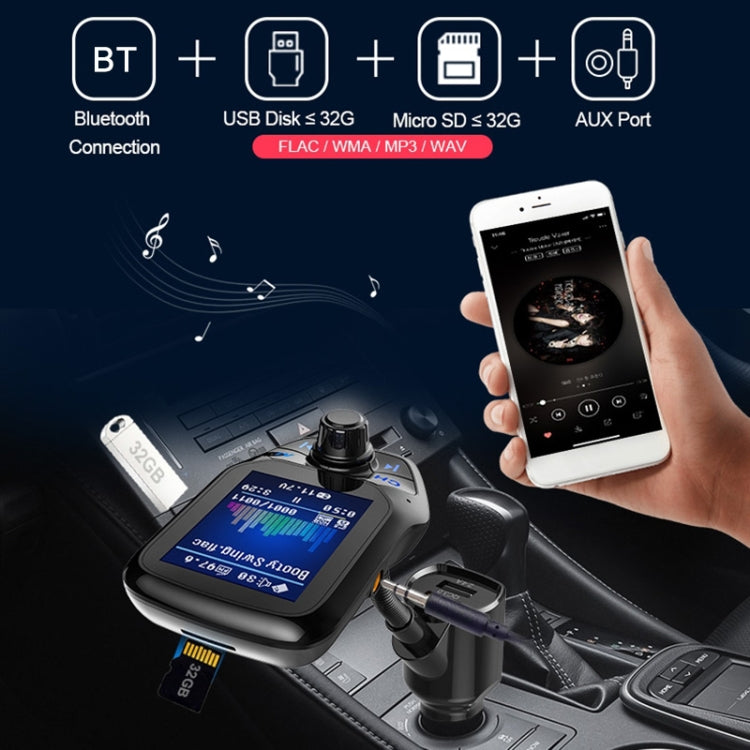 Bluetooth car MP3 player with Bluetooth, USB, microSD, and AUX connection ports