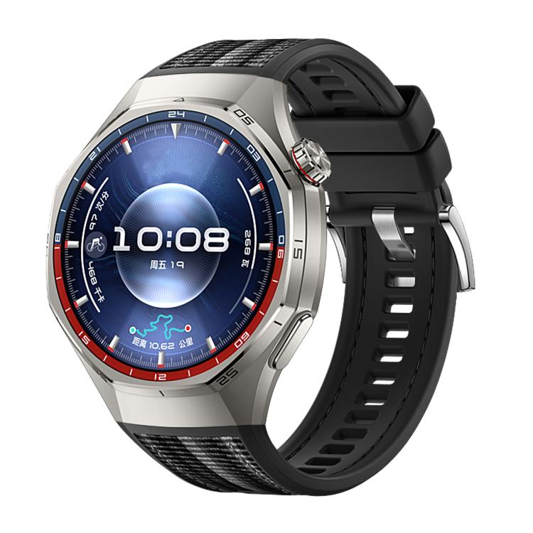 Huawei Watch GT 6 Pro with a black hybrid nylon and silicone band