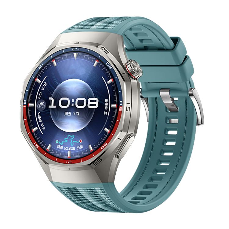 Huawei Watch GT 6 Pro with a teal hybrid nylon and silicone band