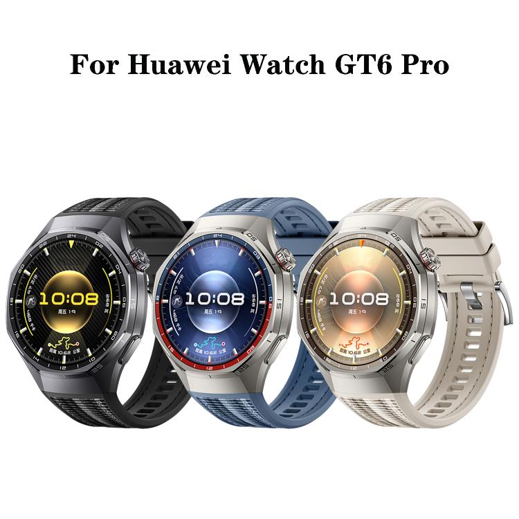 Huawei Watch GT 6 Pro with black, blue, and off-white hybrid bands