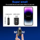 Small wireless car adapter dongle with USB plug and red LED, shown with size guide