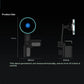 Car wireless charger mount size diagram showing circular pad and mounting arm