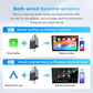 Wireless car adapter dongle with silver USB plug and dark compact body